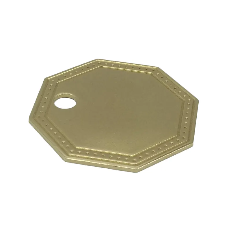 Custom Antique Soft Brass Octagonal / Oval / Round Tags With Embossed Border