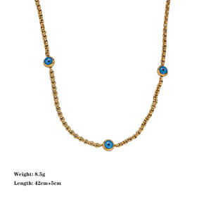 Collar de Ojos Turcos con Cuentas de Circonio, Chapado en Oro de 18K, Acero Inoxidable, Impermeable, Clásico y Moderno, para Mujer, Bodas y Fiestas - Product Image 4