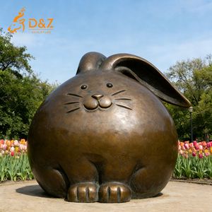 Statue de lapin gras en bronze D&Z Art Group, sculpture d'animal mignonne, décoration de jardin extérieur, ornement artistique, design personnalisé, décoration intérieure - Product Image 2