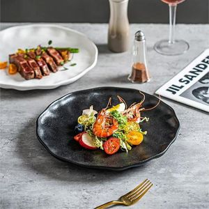 Plato <span class=keywords><strong>de</strong></span> Cena <span class=keywords><strong>de</strong></span> Cerámica Blanco Mate con Esmalte Reactivo, para Restaurantes <span class=keywords><strong>de</strong></span> Comida Occidental - Product Image 2