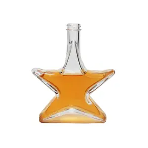 Botol Kaca Bening 350Ml Kustom Bentuk Bintang Desain Baru untuk Wiski Tequila Vodka Rum