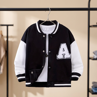 Veste universitaire unisexe noire et blanche à blocs de couleur, style baseball, simple boutonnage, avec applique lettre A