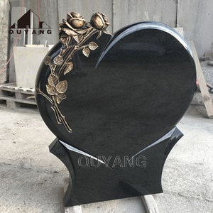QUYANG <span class=keywords><strong>precio</strong></span> más barato moderno único tallado en forma de corazón negro granito lápida cementerio monumentos - Product Image 4