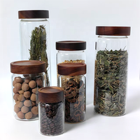 Bocaux de préparation de repas en gros, pots en verre hermétiques et transparents avec couvercles en bois d'acacia pour collations, yaourts, épices, sucre