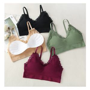 4075 ventas al por mayor Push up mujeres Bralette sin costuras transpirable Yoga deporte Floral encaje sin costuras sujetador acolchado extraíble sin alambre sujetador - Product Image 1