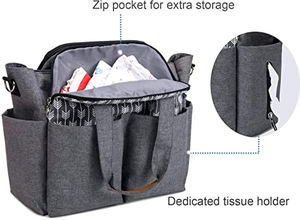 Sacoche à langer personnalisée, grand format maman et papa, pour couches de bébé avec poches isolées, tampon à langer, pour sangles de poussette, fourre-tout - Product Image 4