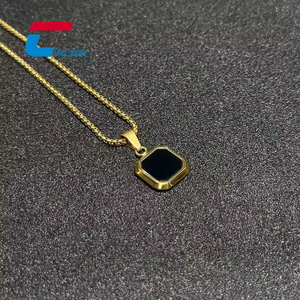 Collar cuadrado de piedra de mármol personalizado de acero inoxidable pulido alto collar Nfc personalizado de moda - Product Image 5