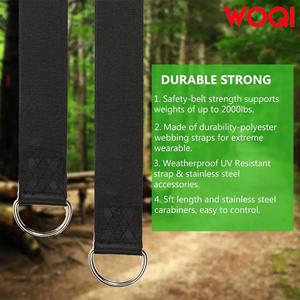 Woqi — longues sangles réglables pour arbre, 2000lb avec verrouillage de sécurité, Kit d'accrochage pour <span class=keywords><strong>mousqueton</strong></span> - Product Image 3