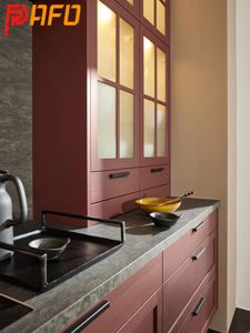 Meubles de cuisine modernes haut de gamme sur mesure, style shaker, avec îlot, laque, robinet, évier, comptoirs en marbre stratifié - Product Image 5