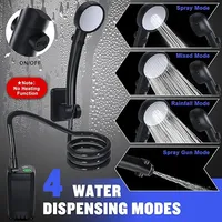 Douche portable pour le camping, pompe de douche extérieure rechargeable 6000 mAh avec affichage numérique intelligent et écran LED