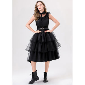 Disfraz familiar Vestido de gasa negro Estilo de Halloween Disfraz de espectáculo de bruja Vestido de vampiro para mujer - Product Image 4