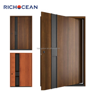 Puerta de Entrada Principal de Madera Impermeable Personalizada de Fábrica RICHOCEAN, Puertas de Seguridad Antirrobo para Exteriores para Viviendas
