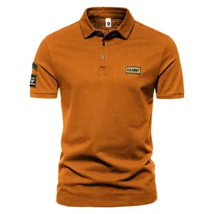 Camiseta de manga corta con solapa de estilo militar para exteriores de verano para hombre, camiseta Polo de Color sólido informal con botones de alta calidad para hombre de negocios