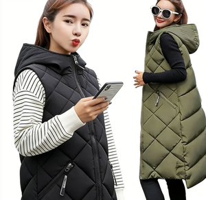 Chaleco largo de lona con capucha para mujer, sin mangas, resistente al viento, abrigo cálido para otoño e invierno <span class=keywords><strong>2021</strong></span> - Product Image 4