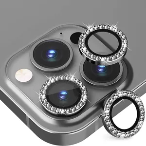 Diamond bling pellicola salvaschermo per fotocamera mobile copriobiettivo in vetro temperato per iphone 12 pro max 13 11 14