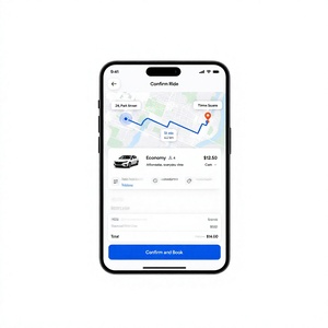Aplicación de reserva de taxis para viajes rápidos, seguimiento de conductores en tiempo real, estimaciones de tarifas, pagos seguros, programación de viajes, calificaciones - Product Image 1