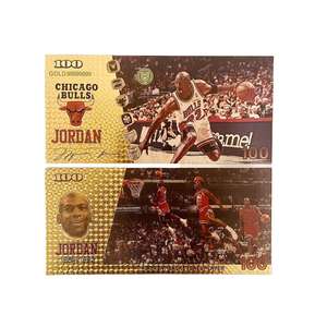 ورقة نقدية تذكارية للاعب كرة السلة المشهور مايكل جوردان مصنوعة من البلاستيك المطلي بالذهب كهدية تذكارية للبث المباشر - Product Image 6