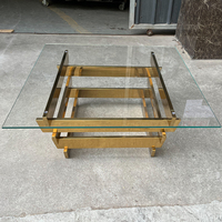 Table à thé moderne en acier inoxydable, canapé en verre trempé transparent, Table basse brillante