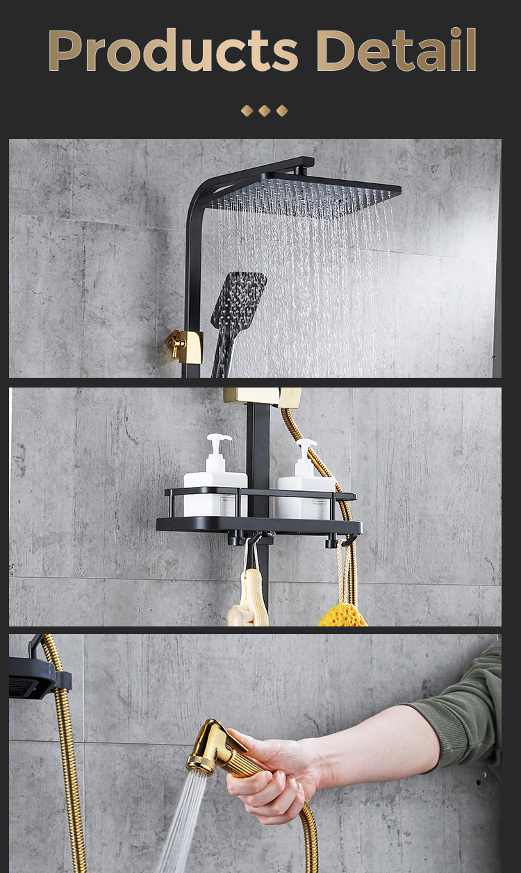 shower set wall mounted brass tap Bathroom taps luxury brass kits rain rainfall showerset mixer faucet set thermostatric shower