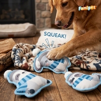 Jouets en peluche pour animaux de compagnie Famipet : Nouveauté hiver, design animaux mignons, doux, froissés, avec couineur, ensemble de jouets pour chiens