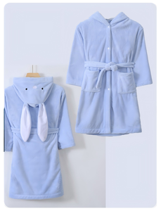 Accappatoio <span class=keywords><strong>con</strong></span> Cappuccio a Orecchie di Coniglio Grandi in <span class=keywords><strong>Pile</strong></span> Corallo Assorbente e Indossabile a Maniche Lunghe per Bambini e Bambine, Fantasia Tinta Unita, Ideale per il Commercio Transfrontaliero - Product Image 2