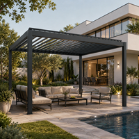 Pergola extérieure en aluminium One-Alu, lames orientables électriques, abri de jardin imperméable et résistant au vent avec système LED