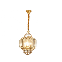 Lustre extérieur à LED tout cuivre Escalier de villa style américain, balcon de jardin, couloir long lustre plafonnier led