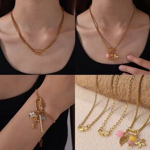 Construye tus propias pulseras de cadena con abalorios, cierre DIY, barra de abalorios icónicos, regalo de joyería, collar de cadena de eslabones hechos a mano de oro de 18 quilates para mujer - Product Image 2