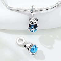 Bracelet en forme de panda mignon, tendance sur TikTok, pendentifs en cuivre plaqué argent, breloques pour collier, accessoires de bijoux DIY pour les fêtes