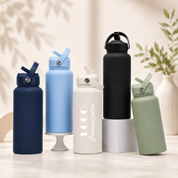 Bouteille d'eau isotherme en acier inoxydable écologique 1000 ml sans BPA avec logo personnalisé et paille, isolation thermique 12-24 heures