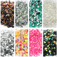 Strass en résine AB en gros, non thermocollants, cristaux plats en plastique, pierres scintillantes, grand paquet en vrac pour le bricolage