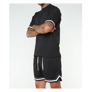 Venta al por mayor, personalizado, novedad de verano, conjunto de camiseta para hombre con estampado liso, 100% algodón, oversize, de secado rápido, estilo urbano, cuello redondo, Orha - Product Image 3