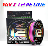 NOUVEAU YGKX Ligne de pêche tressée flottante 100% PE 12 brins 200m Multicolore Super résistante Multifilament Anti-morsure pour la pêche en lac et en rivière