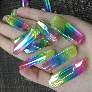 Großhandel galvanik regenbogen klar aura beschichtet quarz punkt raue kristall leuchtenden zauberstab für dekoration - Product Image 5