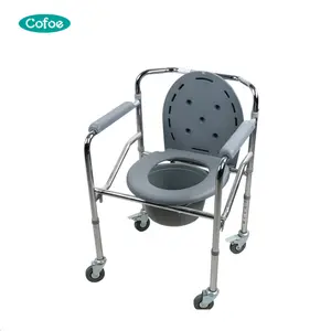 4 bánh xe trọng lượng nhẹ cầm tay đi gấp commode ghế