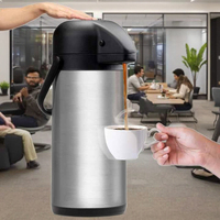 Termo de Acero Inoxidable Aislado para Café y Té, Portátil, con Presión de Aire, 600 ml, Diseño con Logotipo Empresarial, Tapas, Botella de Agua de 128 oz