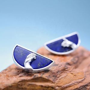 Lotus Fun hecho a mano 925 plata esterlina lapislázuli Natural mano de <span class=keywords><strong>Dios</strong></span> DE LA CREACIÓN DE Adam Stud pendiente joyería para mujer chica - Product Image 4