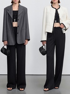 <span class=keywords><strong>Pantaloni</strong></span> Larghi da Donna OEM in Misto <span class=keywords><strong>Lino</strong></span> Traspirante, <span class=keywords><strong>Grigio</strong></span> e Nero, con Elastico in Vita e Coulisse, Gamba Dritta e Larga, per Ufficio e Casual - Product Image 5
