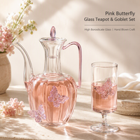 Ensemble de théières et de gobelets en verre borosilicate transparent résistant à la chaleur, vente en gros