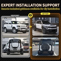 Pour Land Rover Defender 110 Kit de carrosserie en Fiber de carbone sèche Style KN lèvre avant Canards roue sourcils garde-boue évents capot moteur