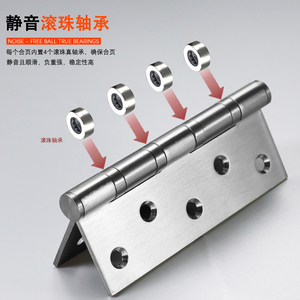 Bisagra de acero inoxidable ensanchada silenciosa 5x3.5x3 para puerta de madera de alta resistencia, bisagra negra con rodamiento - Product Image 1