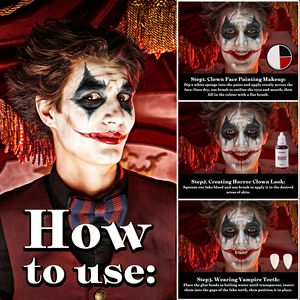 Kit <span class=keywords><strong>de</strong></span> Maquillaje <span class=keywords><strong>de</strong></span> Halloween, Set Profesional <span class=keywords><strong>de</strong></span> <span class=keywords><strong>Pintura</strong></span> Facial <span class=keywords><strong>de</strong></span> Payaso con Pinceles para Sangre, <span class=keywords><strong>Pintura</strong></span> Corporal SFX Segura para la Piel, para Cosplay y Fiestas - Product Image 3