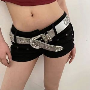 Cinturón Vaquero Unisex con Hebilla de Calavera y Cristales de Imitación Brillantes, de Cuero Vacuno Resistente e Impermeable, con Detalles de Aleación, de Lujo - Product Image 3