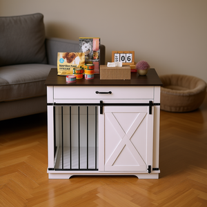 Cage pour chien, mobilier d'intérieur, niche de petite taille en bois, maison pour animaux de compagnie multifonctionnelle, style classique, porte coulissante horizontale - Product Image 2