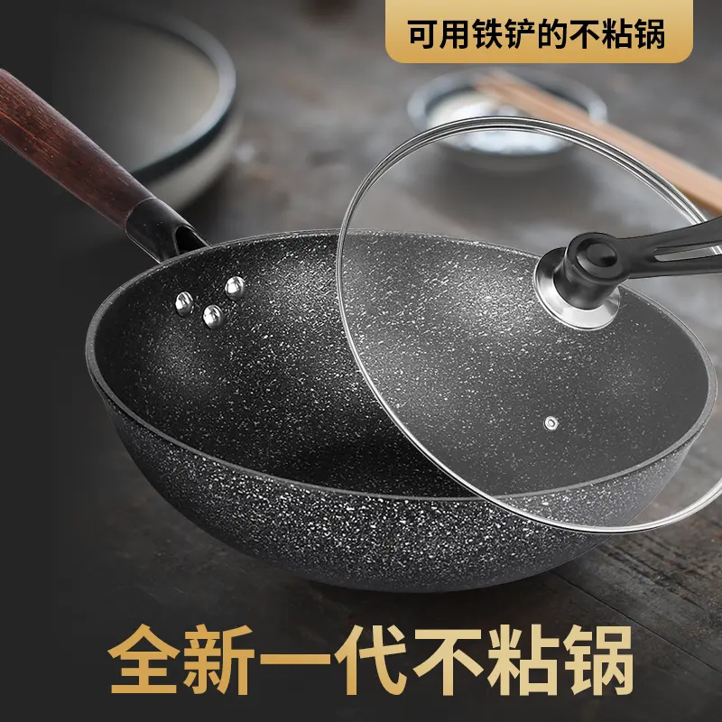 Hot Sale China Cookware Supplier Granite Maifan Stone Induction Burner Non Stick Wok