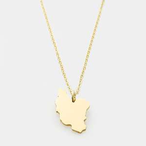 Collana con Ciondolo Mappa dell'Iran Placcata Oro, Gioielli Etnici Femminili Personalizzati con Mappe dei Continenti - Product Image 1