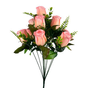 Fait à la main nouvelle soie Rose bourgeon fleur Bush X10 têtes Table centre de table pour noël saint valentin fête des mères décorations florales - Product Image 2