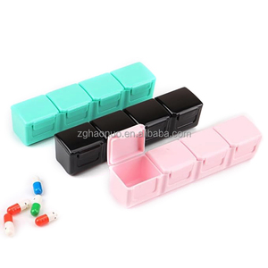 Fabriek Custom Mini Draagbare 4 Compartimenten Dikke Effen Kleur Pil Vitamine Box Organizer Vochtbestendige Geneeskunde Opbergdoos - Product Image 1