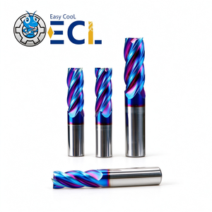 Fresa de carburo ECL de 4 filos con recubrimiento nano azul para CNC, cortador de punta esférica para acero endurecido HRC65 - Product Image 3