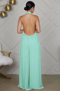 Combinaison décontractée d'été en mousseline de soie à taille haute et dos nu pour femmes européennes et américaines - Product Image 2